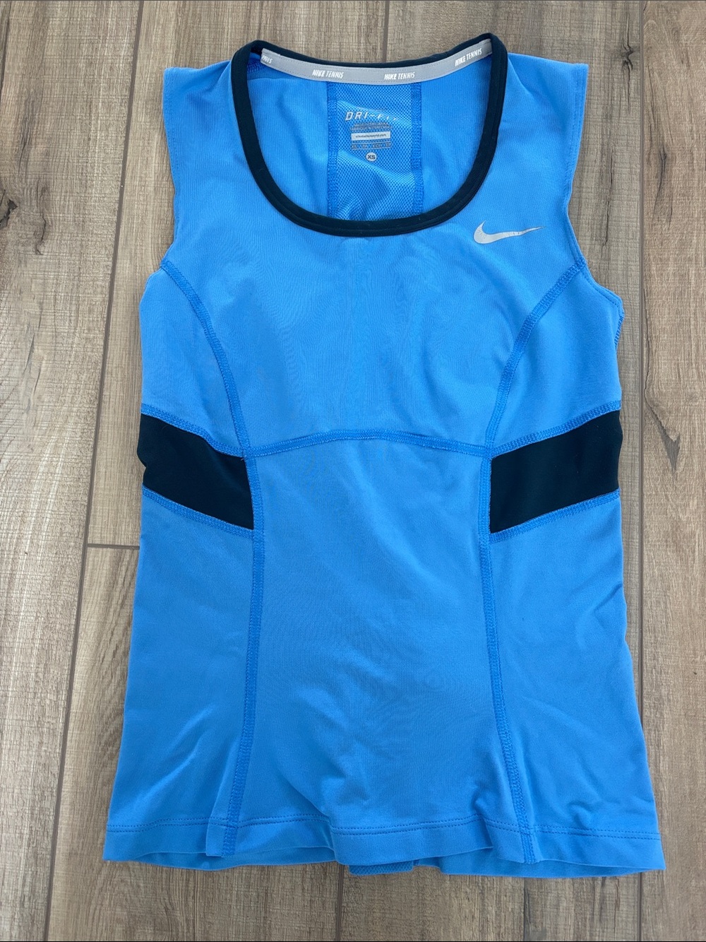 Nike Tennis Vintage Blue Sleeveless Athletic Tank with Black Accents